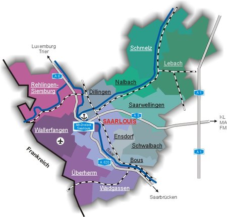Anreise zum Landkreis Saarlouis