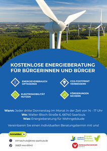 Flyer für die kostenlose Energieberatung für Bürgerinnen und Bürger