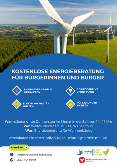 Flyer für die kostenlose Energieberatung für Bürgerinnen und Bürger