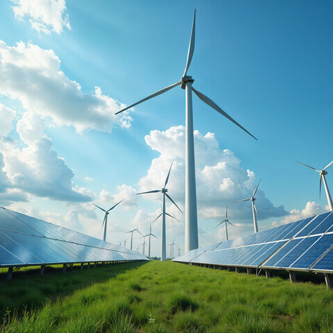 Windräder und Solarpanele