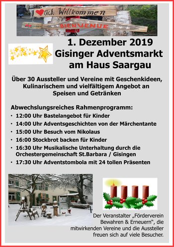 Plakat Adventsmarkt 2019 mit Programm Plakat Adventsmarkt 2019 mit Programm