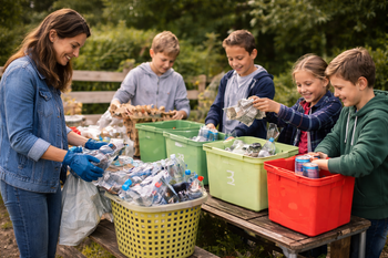 Menschen trennen Müll
