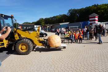 Kürbisfest_Kita_Kinderland_Anlieferung_Riesenkürbis